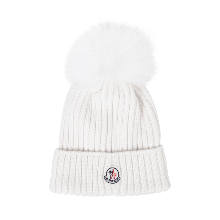 Moncler Ribbed Hat With Pom Pom 'White'