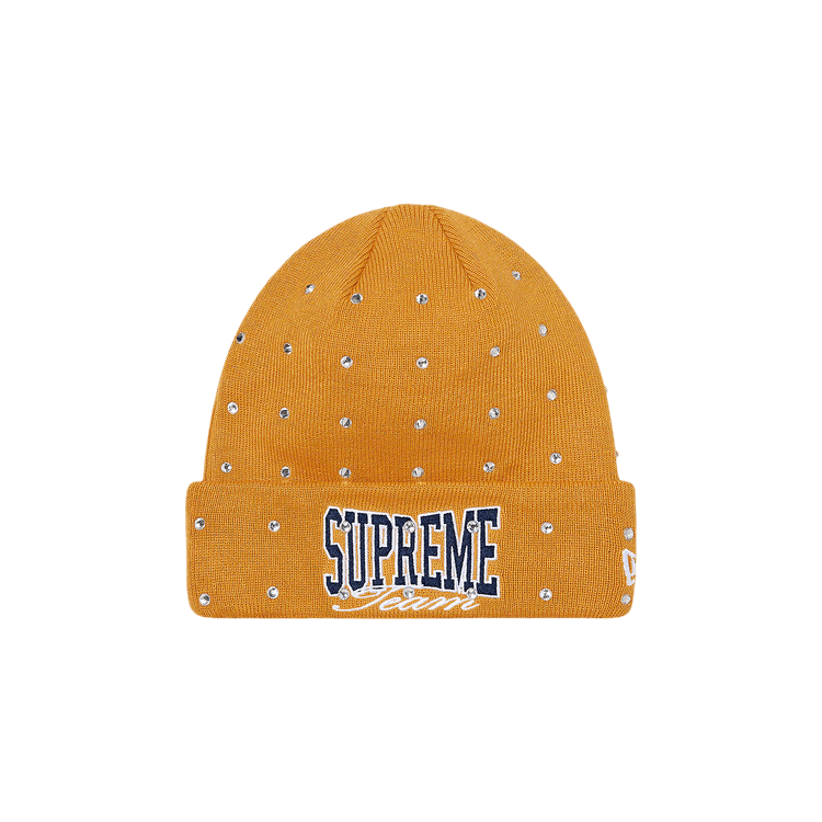 Supreme x New Era Rhinestone Beanie 'Light Mustard'