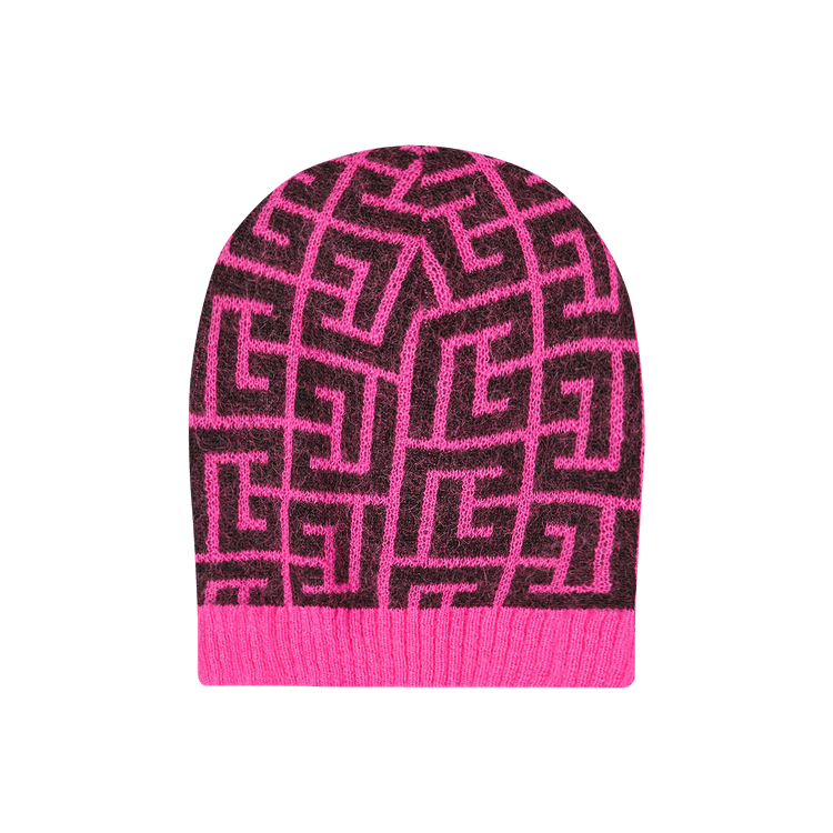 Balmain Maxi Monogram Beanie 'Rose Fluo/Noir'