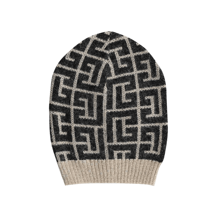 Balmain Maxi Monogram Beanie 'Ivoire/Noir'
