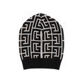 Balmain Maxi Monogram Wool Beanie 'Ivoire/Noir'