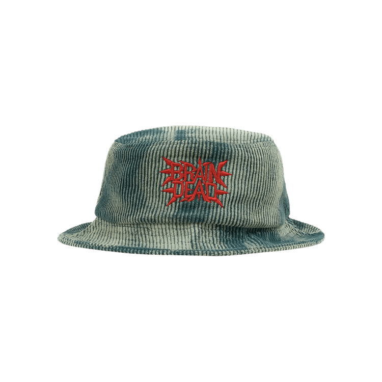 Brain Dead Spikey Bleached Cord Bucket Hat 'Mallard Green'