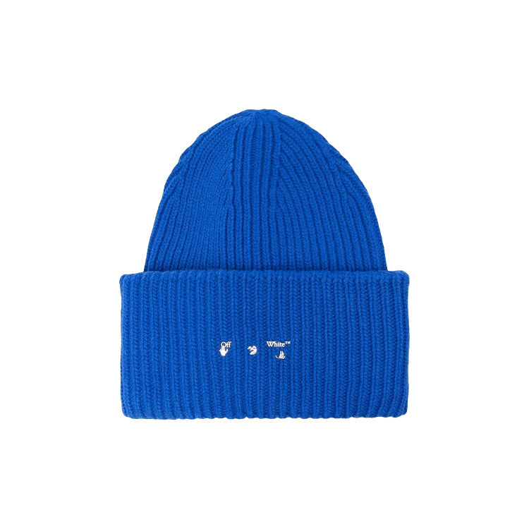 Off-White Ribbed Beanie 'Blue'