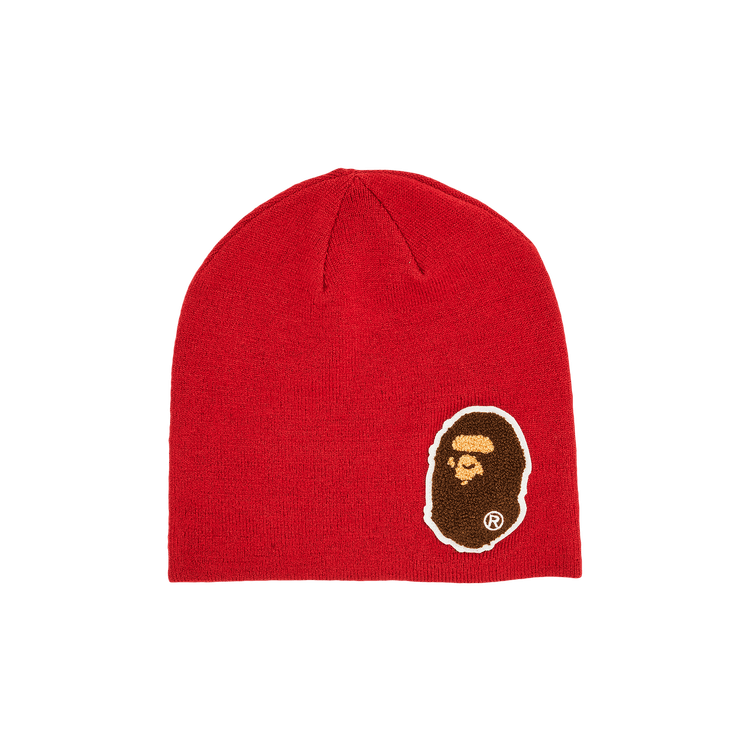 BAPE Ape Patch Ribbed Beanie 'Red'