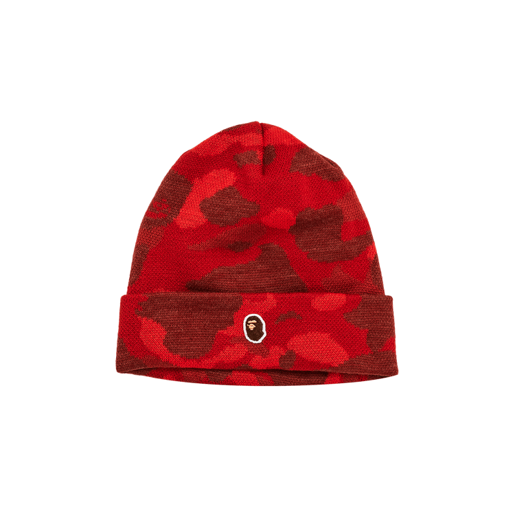 BAPE Logo-Patch Camouflage Beanie 'Red'