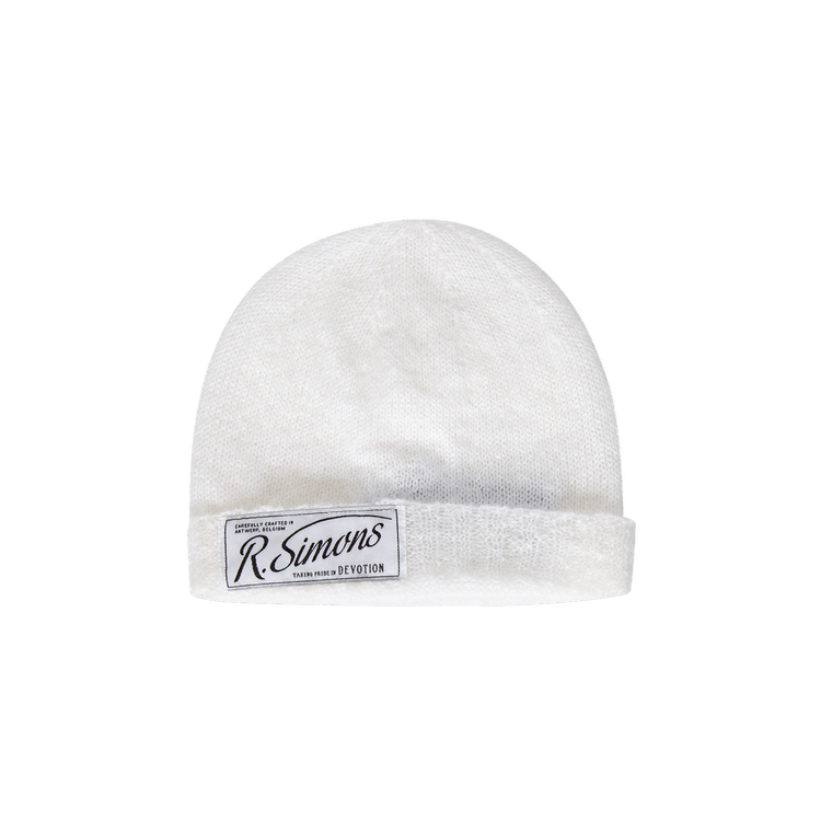 Raf Simons Knit Beanie With Woven Label 'White'