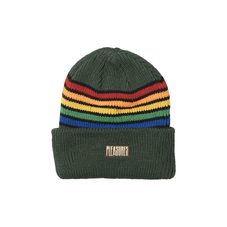 Pleasures Island Striped Beanie 'Green'