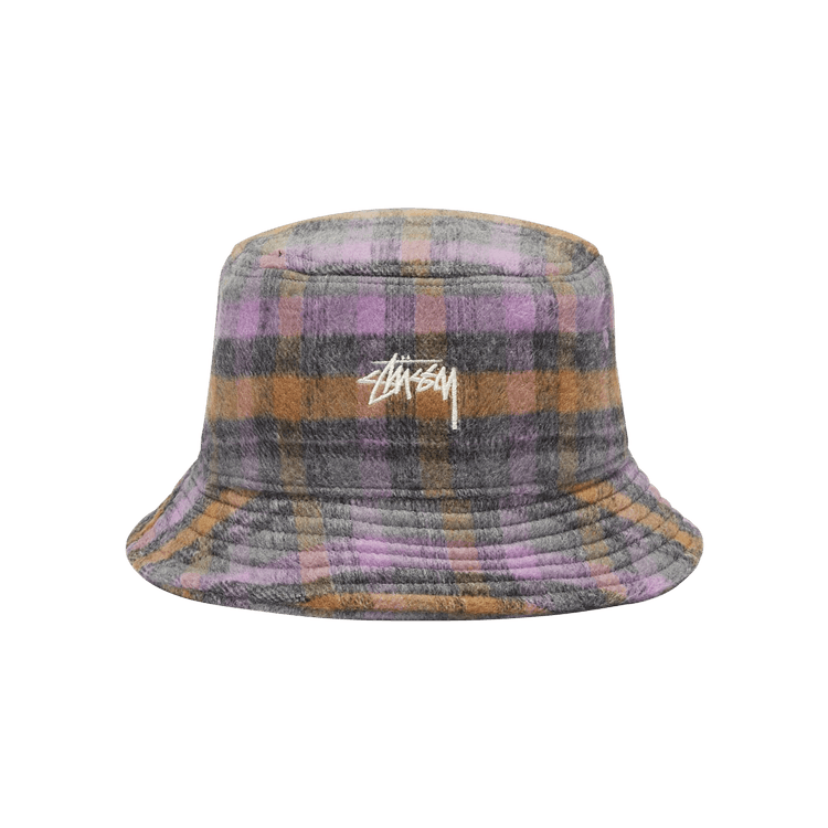 Stussy Brushed Plaid Bucket Hat 'Purple'
