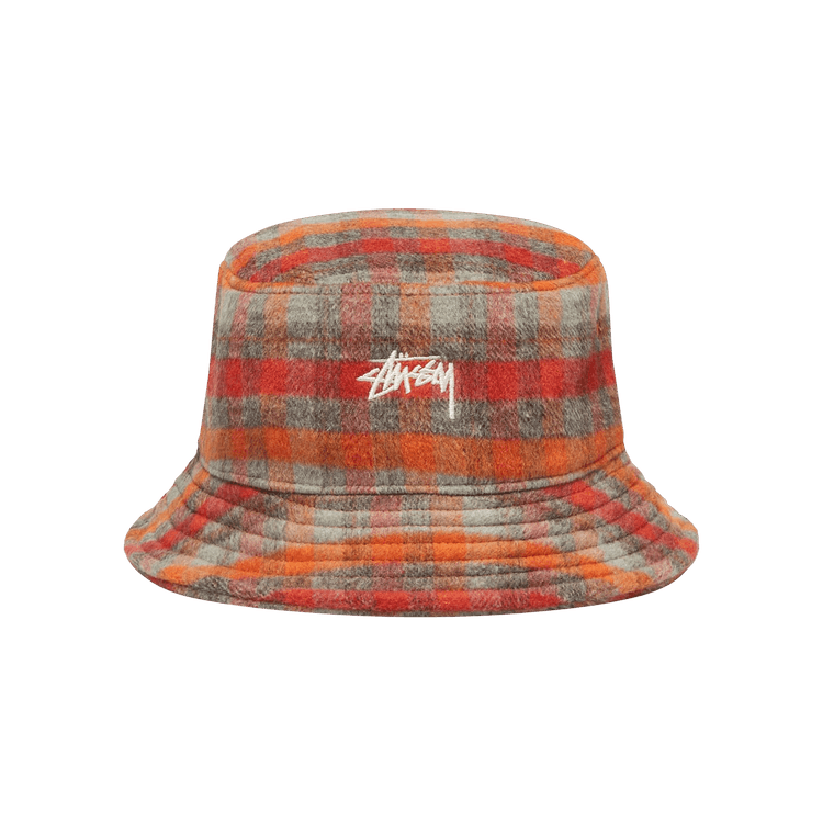 Stussy Brushed Plaid Bucket Hat 'Red'