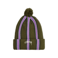 Stussy Striped Pom Beanie 'Olive'