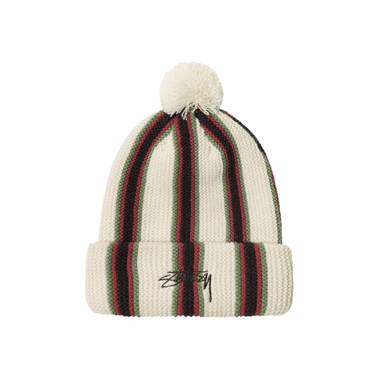 Stussy Striped Pom Beanie 'Ecru'