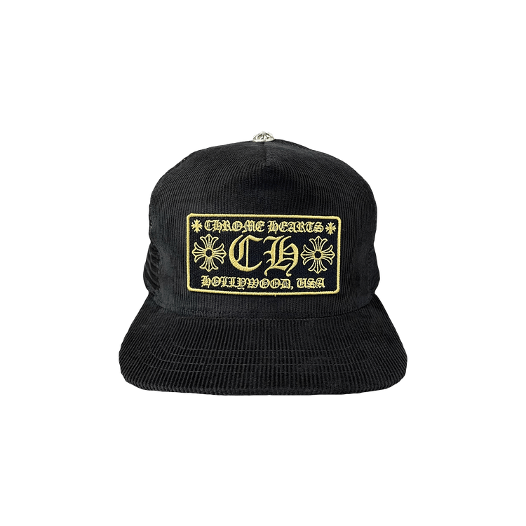 Chrome Hearts Hollywood Corduroy Trucker Hat 'Black/Gold'