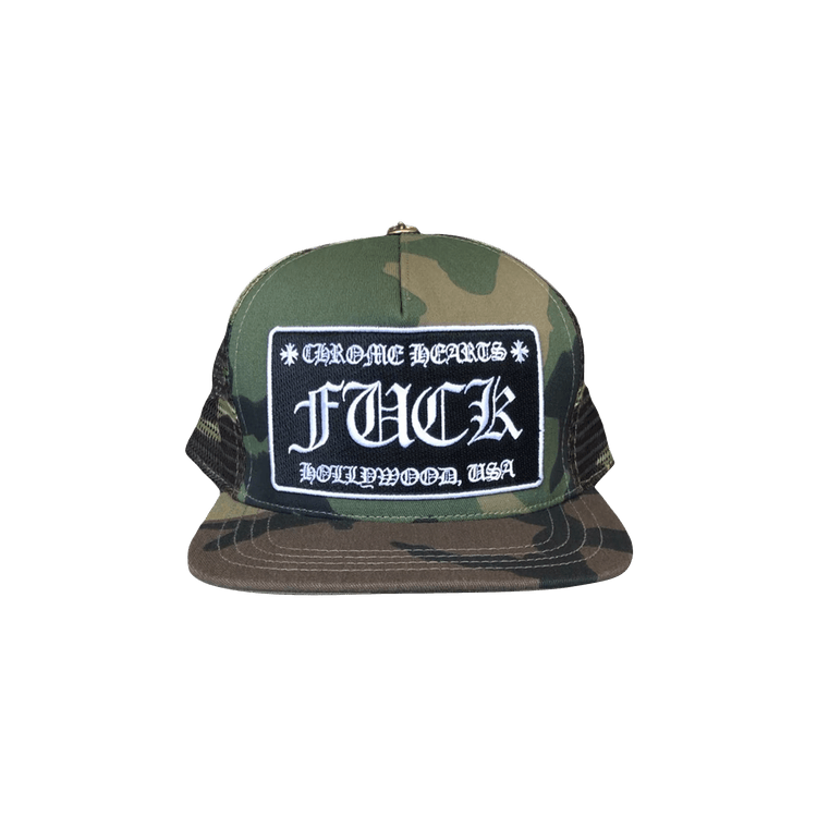 Chrome Hearts Fuck Hollywood Trucker Hat 'Green Camo'
