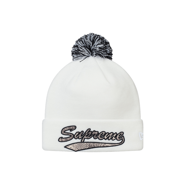 Supreme x New Era Snake Script Beanie 'White'