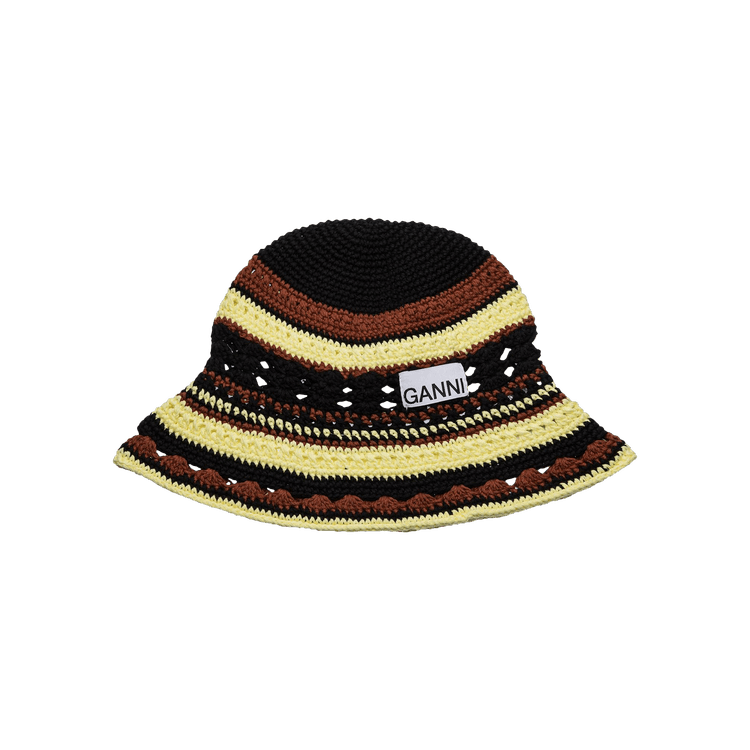 Ganni Cotton Crochet Bucket Hat 'Black'