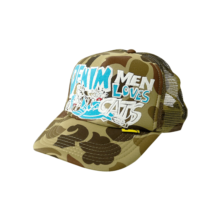 Kapital Denim Men Loves Cats Camo Truck Cap 'Khaki'