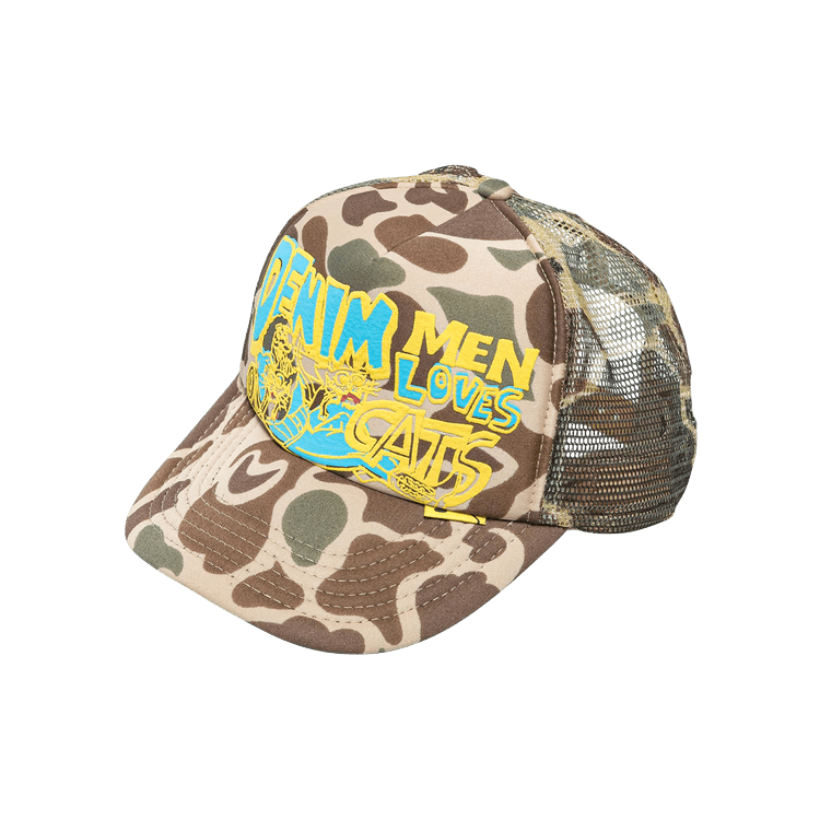 Kapital Denim Men Loves Cats Camo Truck Cap 'Brown'
