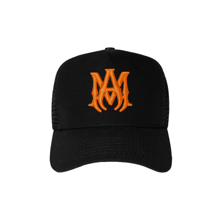 Amiri Logo Trucker Hat 'Black/Orange'