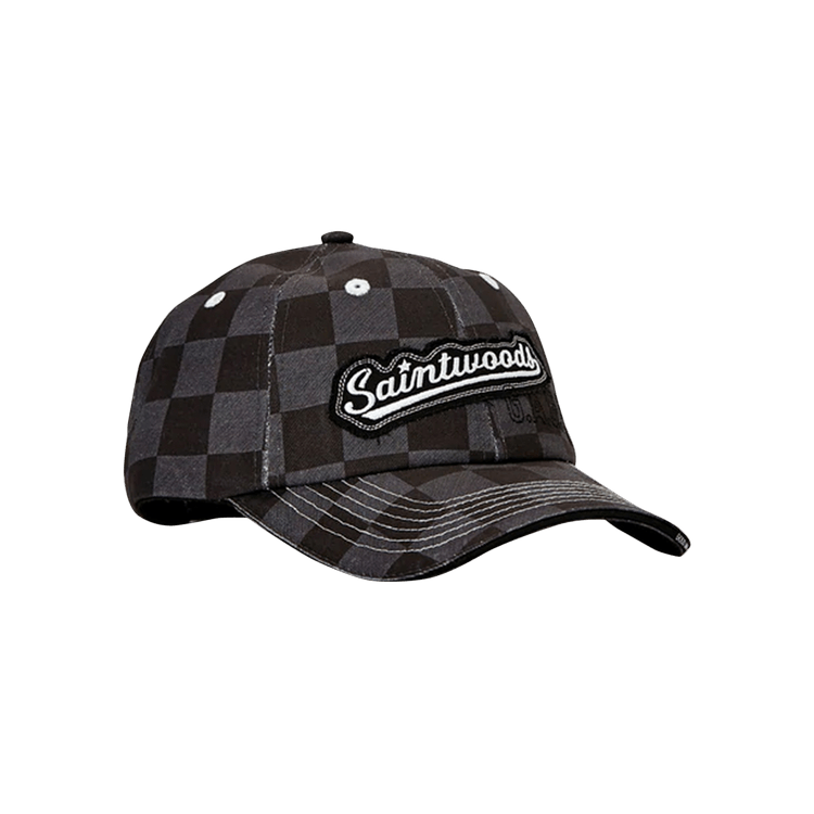 Saintwoods Checkered Distressed Baseball Cap 'Black/Grey'