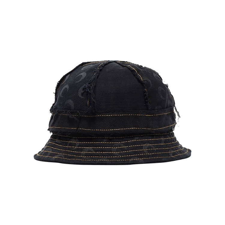 Marine Serre Regenerated Moon Denim Panelled Bell Hat 'Black'