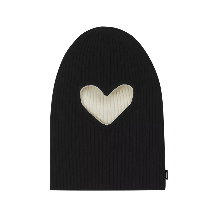 Burberry Reversible Cut Out Detail Rib Knit Beanie 'Black/White'