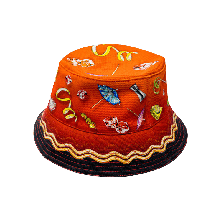 Casablanca Printed Denim Bucket Hat 'Casa Club Sunset'