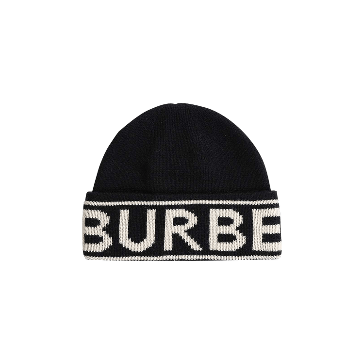 Burberry Cashmere Logo Intarsia Beanie 'Black'