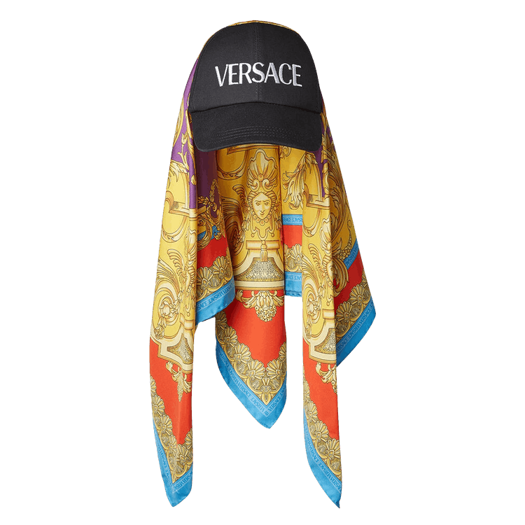 Versace Barocco Goddess Print Baseball Cap 'Black/Sun'