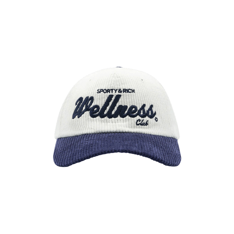 Sporty & Rich Corduroy Wellness Club Hat 'White/Navy'