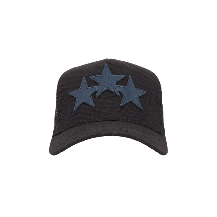 Amiri 3 Star Trucker Hat 'Black/Pond Blue'