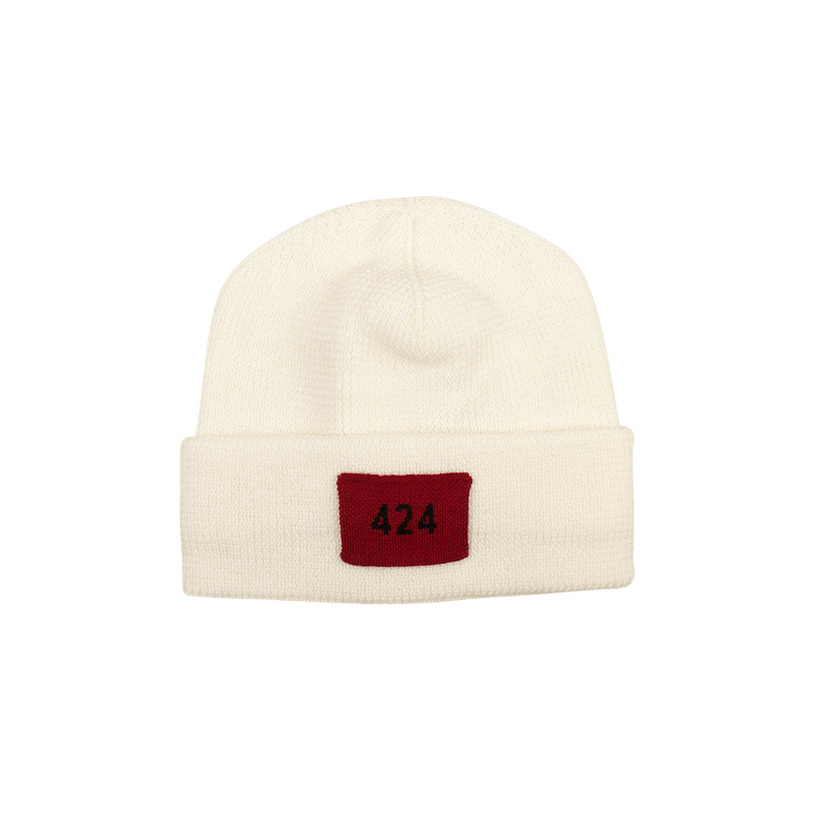 424 Latte Cuffed Knit Beanie 'White'