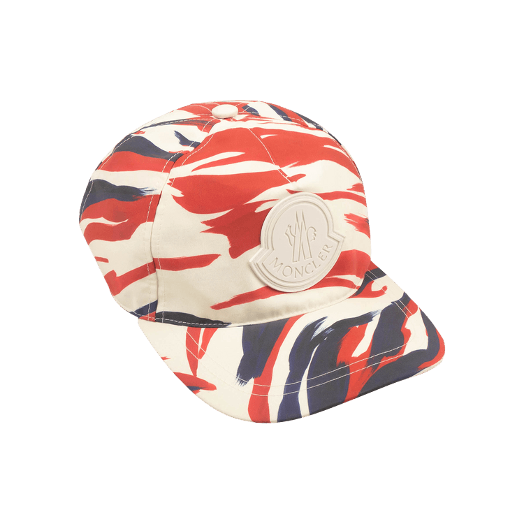 Moncler Logo Patch Baseball Cap 'White/Red'