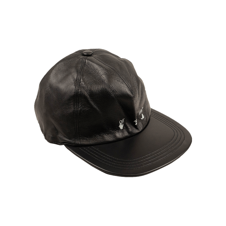 Off-White Logo Leather Baseball Cap 'Black'