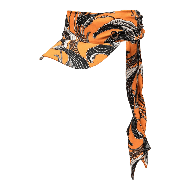 Rabanne Floral Print Visor 'Pastel Orange/Lily Flower'